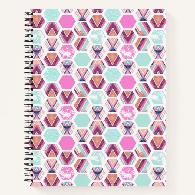 Watercolor Hexagon Pattern Notebook (Front)