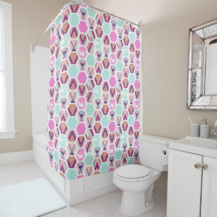 Watercolor Hexagon Pattern Shower Curtain