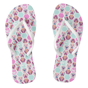 Watercolor Hexagon Pattern Thongs
