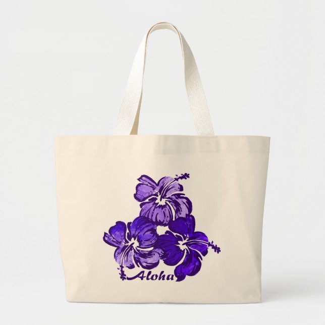 Watercolor Hibiscus Beach Bag (Front)