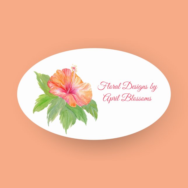 Watercolor Hibiscus Florist   Oval Sticker (Creator Uploaded)