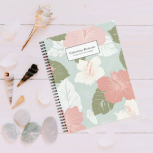 Watercolor Hibiscus Flowers tropical Personalised Notebook