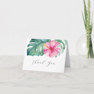 Watercolor Hibiscus Funeral Thank You Cards
