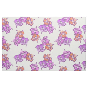 Watercolor Hibiscus Hawaiian Tropical Fabric
