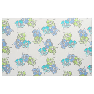 Watercolor Hibiscus Hawaiian Tropical Fabric