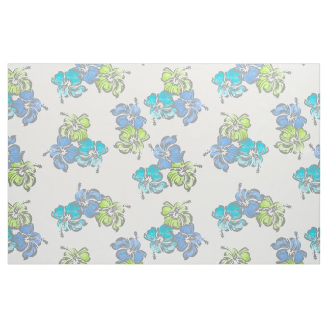 Watercolor Hibiscus Hawaiian Tropical Fabric (Fat Quarter)