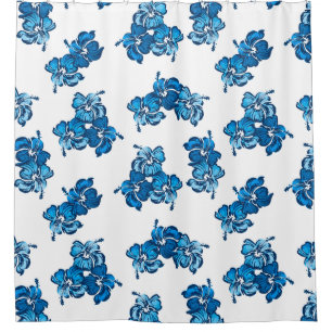 Watercolor Hibiscus Hawaiian Tropical Shower Curtain