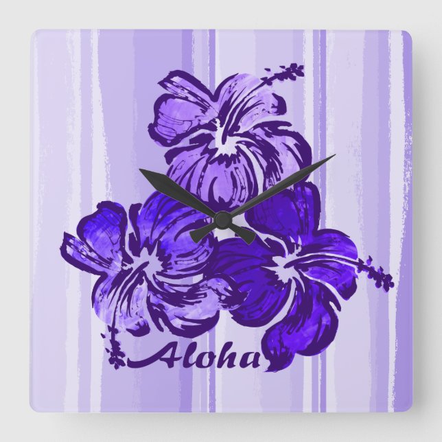 Watercolor Hibiscus Hawaiian Wall Clocks (Front)