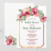 Watercolor Hibiscus Luau Party Bridal Shower