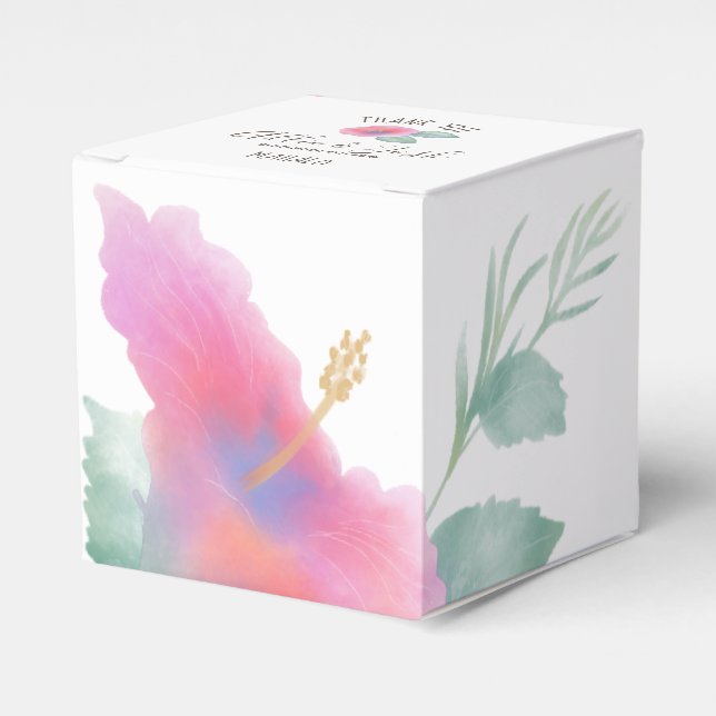 Watercolor Hibiscus Maui Wedding Favour Box (Front Side)