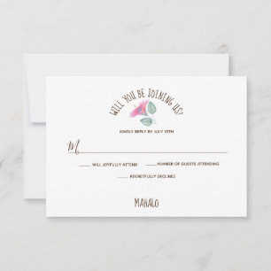 Watercolor Hibiscus Maui Wedding RSVP Card
