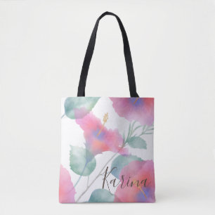 Watercolor Hibiscus Maui Wedding Tote Bag