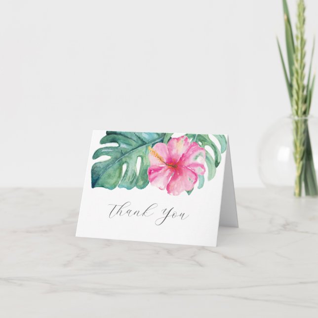 Watercolor Hibiscus Personalised Folded Note Card (Front)