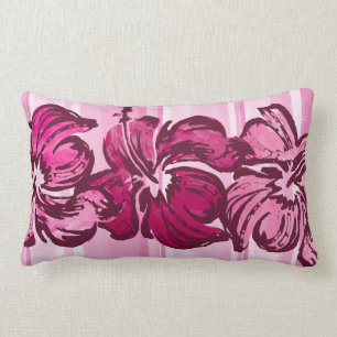 Watercolor Hibiscus Reversible Lumbar Pillow