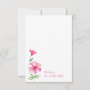 Watercolor Hibiscus Thank You Stationery Card