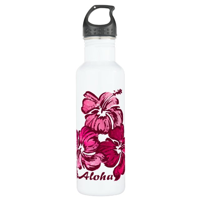 Watercolor Hibiscus Tropical 710 Ml Water Bottle (Front)