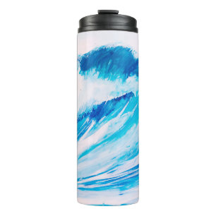 watercolor high ocean waves of blumarine color thermal tumbler