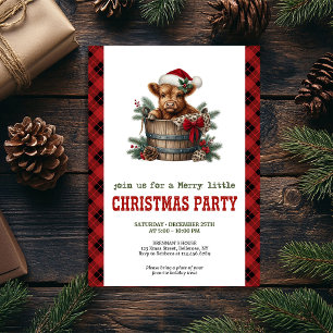 Watercolor highland cow festive holiday invite