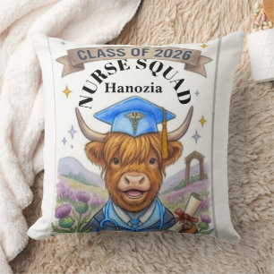 Watercolor Highland Cow Nurse Shaggy's Kit - Perso Cushion