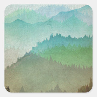 Watercolor Hills Square Sticker