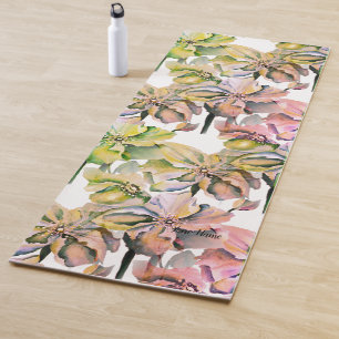 Watercolor Himalayan Persian Blue Poppies Yoga Mat