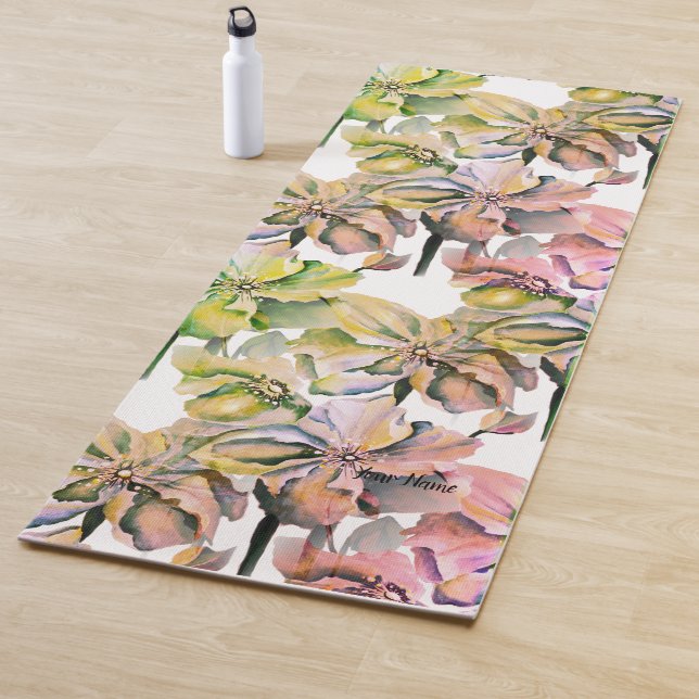 Watercolor Himalayan Persian Blue Poppies Yoga Mat (In Situ)