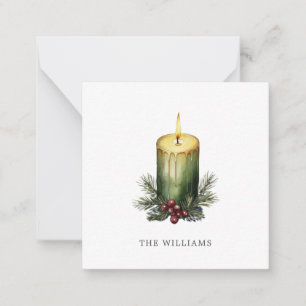 Watercolor Holiday Candle Festive Illustration  Card