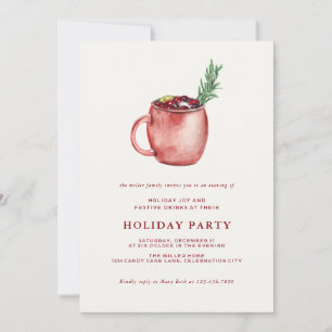 Watercolor Holiday Cocktail Christmas Party Invite