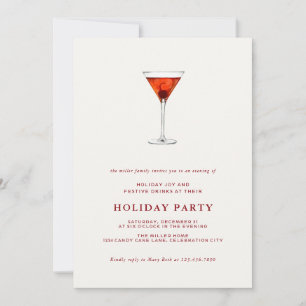 Watercolor Holiday Cocktail Christmas Party Invite