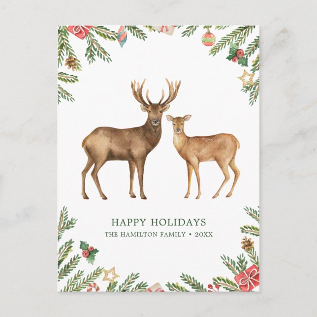 Watercolor Holiday Deer (Front)