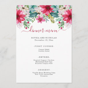 Watercolor Holiday Flowers   Wedding Menu