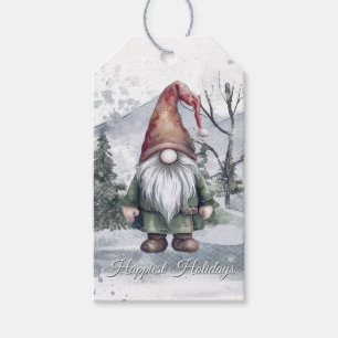 Watercolor Holiday Gnome Gift Tags