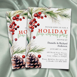 Watercolor Holiday House Warming Party Invitation