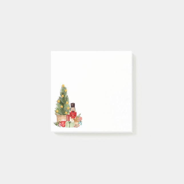 Watercolor Holiday Nutcracker Christmas Tree Post-it Notes (Front)