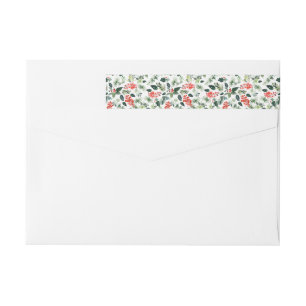 Watercolor Holiday Pattern Custom Return Address Wrap Around Label