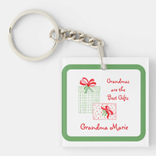 Watercolor Holiday PERSONALIZE Grandma Key Ring
