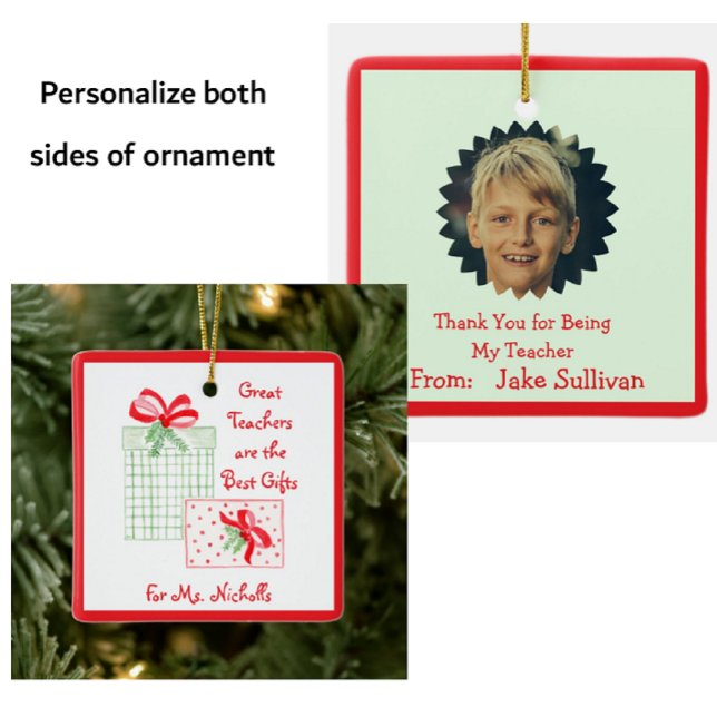 Watercolor Holiday Teachers Best Gifts  Ceramic Ornament (Creator Uploaded)
