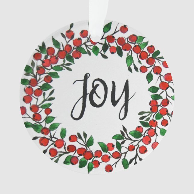 Watercolor Holiday wreath Ornament (Front)