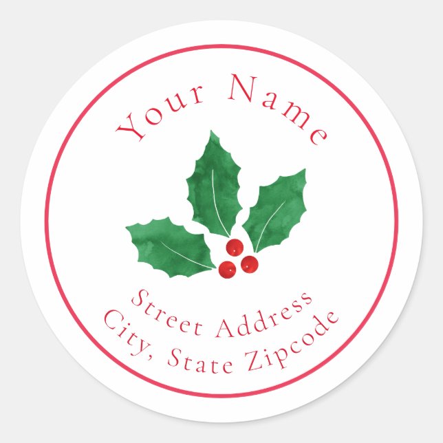 'Watercolor Holly 2' Label (Front)