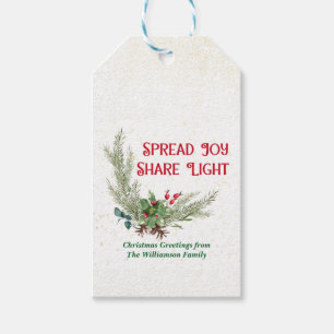 Watercolor Holly Berries Bouquet Christmas Gift Tags