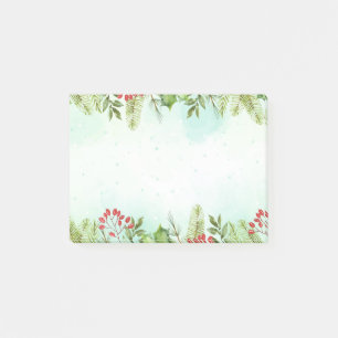 Watercolor Holly Berry Christmas Botanical Foliage Post-it Notes