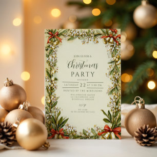 Watercolor Holly Berry Holiday Invitation