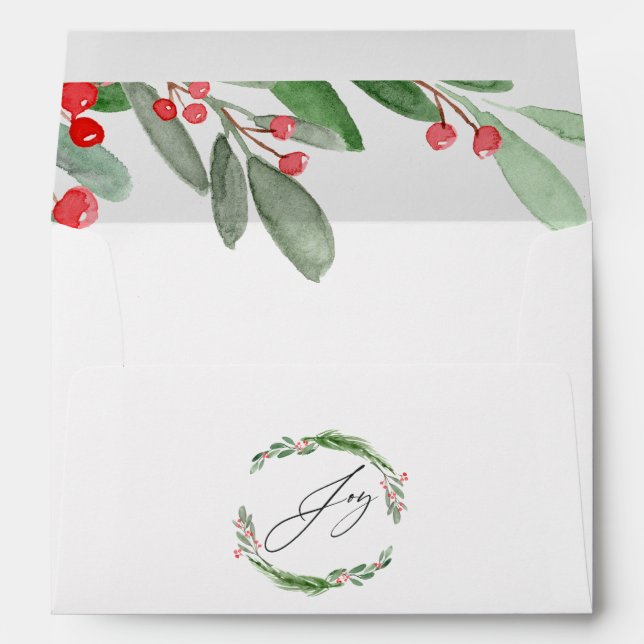 Watercolor Holly Christmas Envelope (Back (Bottom))