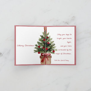 Watercolor Holly Christmas Tree Holiday Card