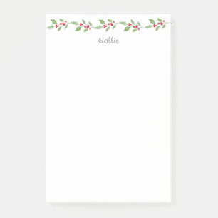 Watercolor Holly Garland   Post-it Notes