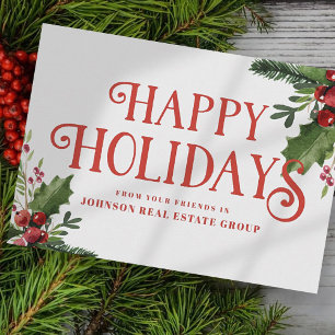 Watercolor Holly    Holiday Greetings Card