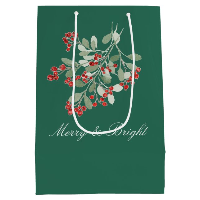 Watercolor Holly  Medium Gift Bag (Back)