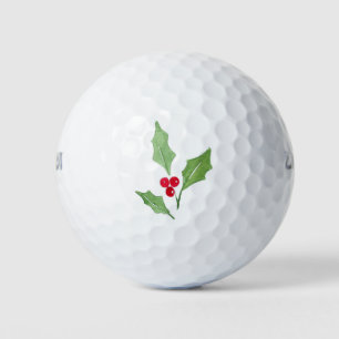 Watercolor Holly Sprig 2 Golf Balls