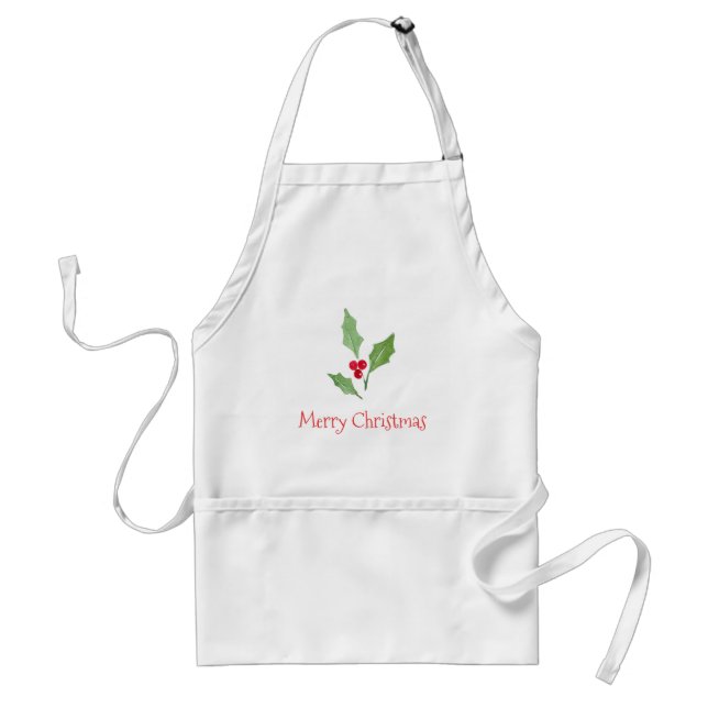 Watercolor Holly Sprig 2 Standard Apron (Front)