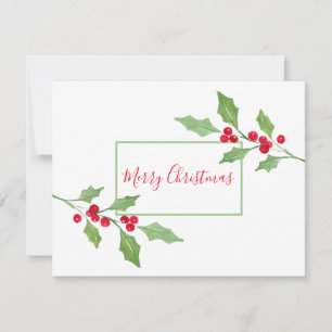 Watercolor Holly Sprig   Card
